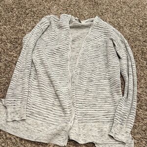 LOFT Light‎ Gray Open-Knit Cardigan